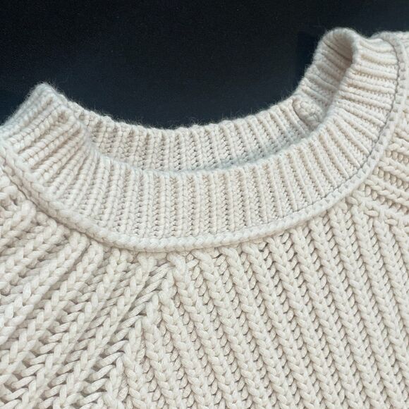 ~ J.Crew Med Cable Knit Sweater Womens Chunky Ribbed Thick Cotton Blend Crewneck - Picture 5 of 13